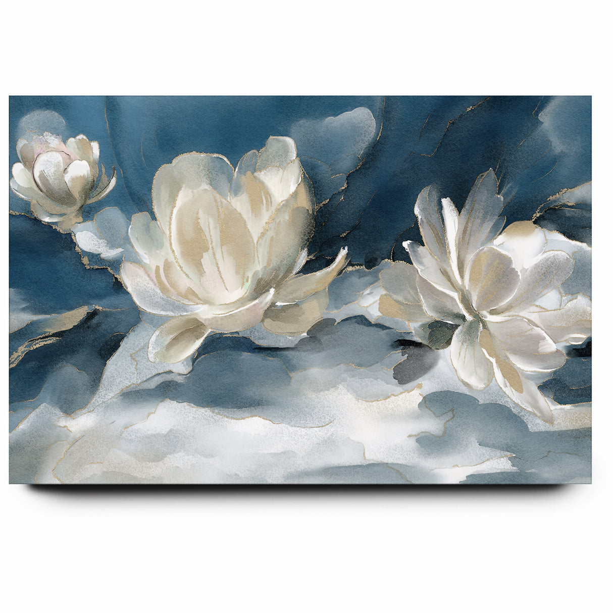 Serene Blue and White Floral Canvas - Abstract Botanical Wall Art