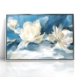 Serene Blue and White Floral Canvas - Abstract Botanical Wall Art
