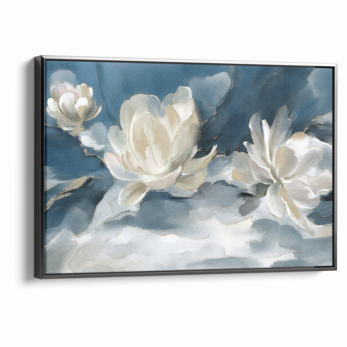 Serene Blue and White Floral Canvas - Abstract Botanical Wall Art
