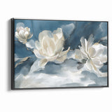 Serene Blue and White Floral Canvas - Abstract Botanical Wall Art