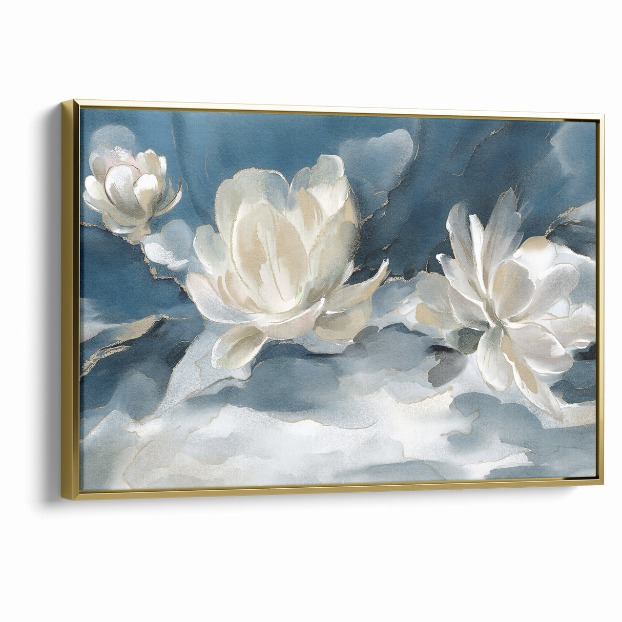 Serene Blue and White Floral Canvas - Abstract Botanical Wall Art