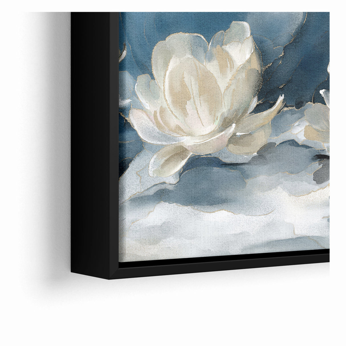 Serene Blue and White Floral Canvas - Abstract Botanical Wall Art