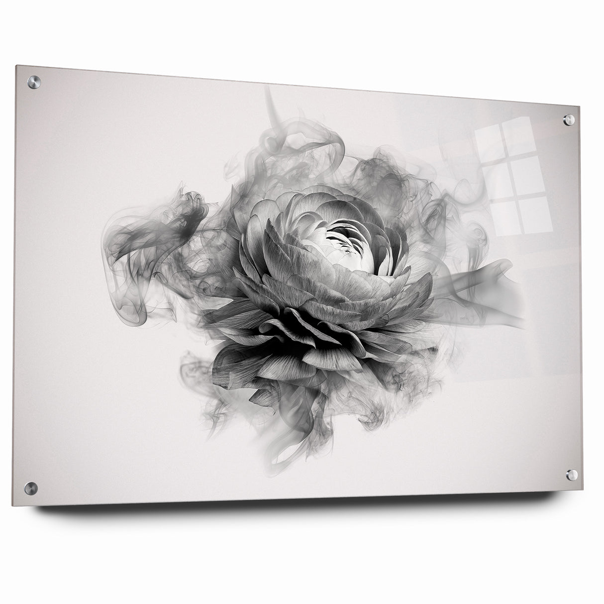 Monochrome Floral Art - Black and White Abstract Flower Canvas