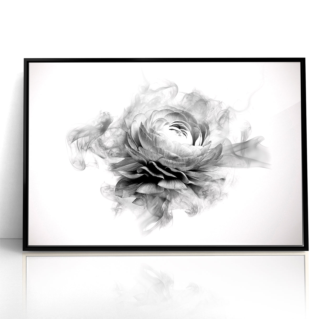 Monochrome Floral Art - Black and White Abstract Flower Canvas