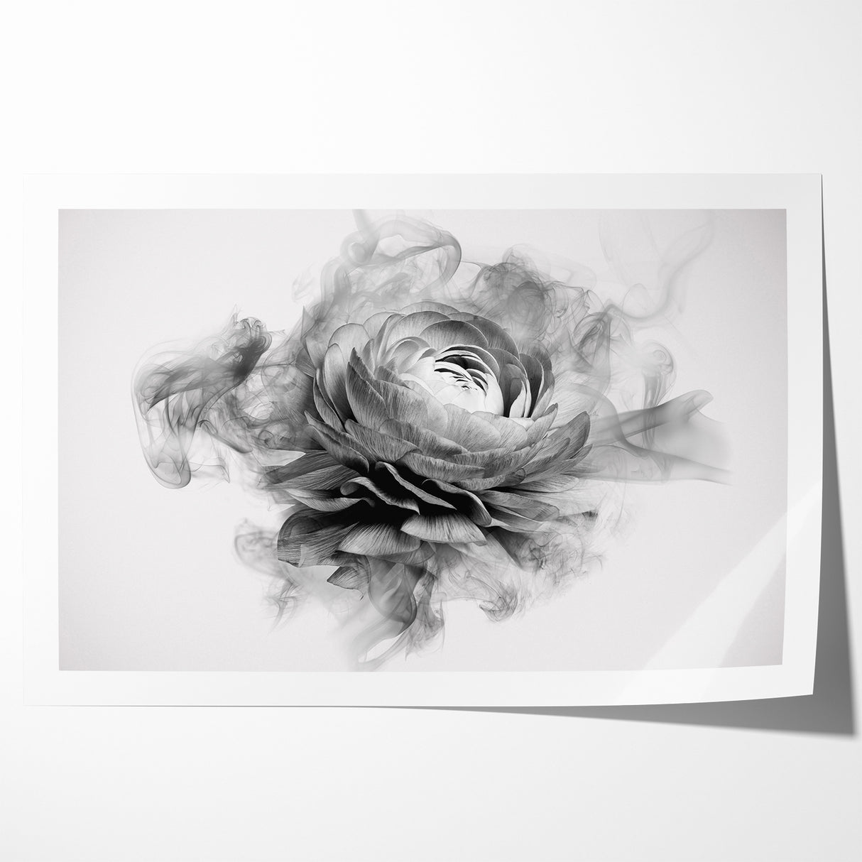 Monochrome Floral Art - Black and White Abstract Flower Canvas