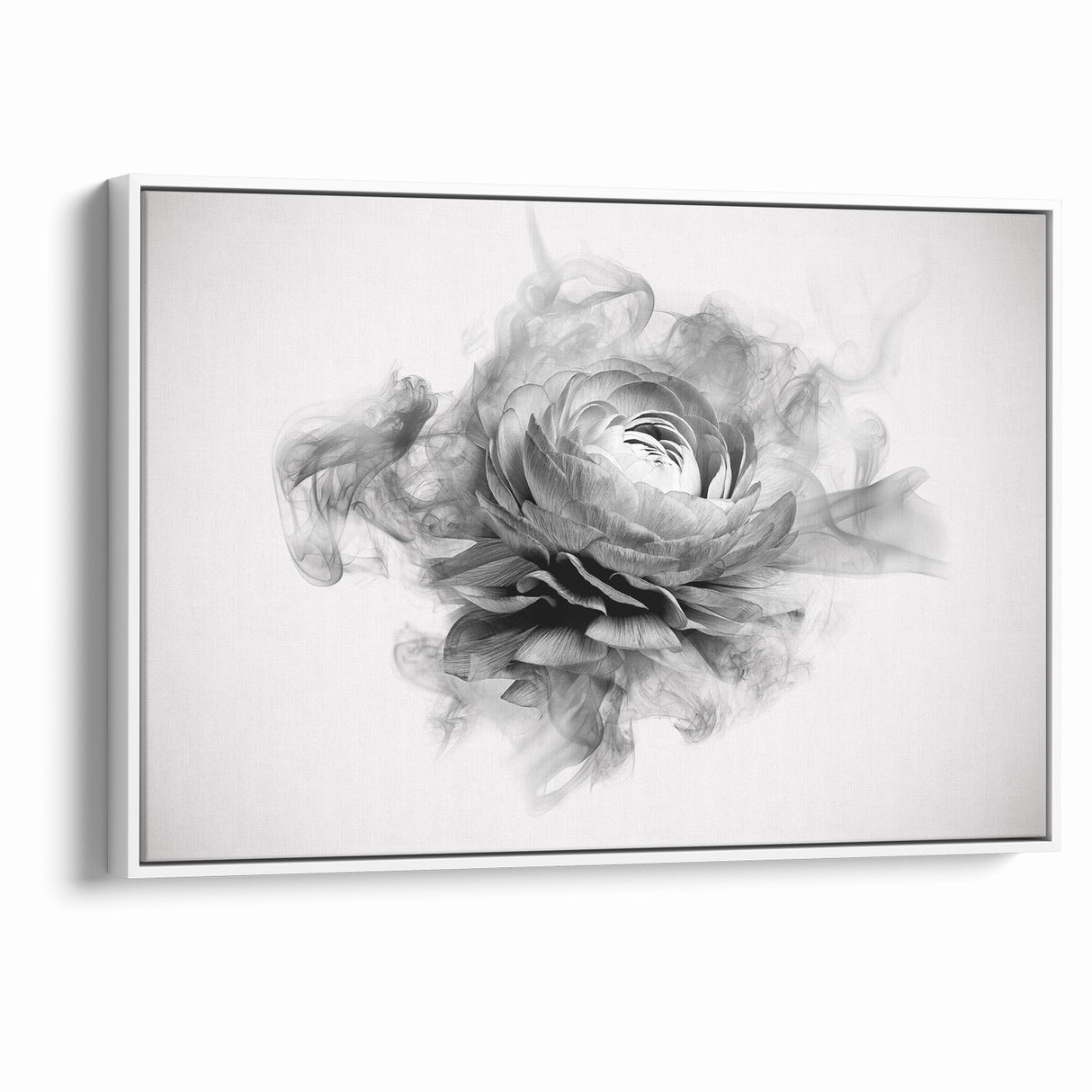Monochrome Floral Art - Black and White Abstract Flower Canvas