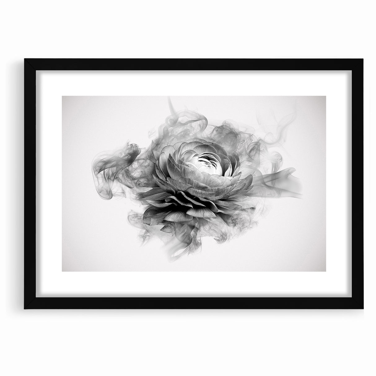 Monochrome Floral Art - Black and White Abstract Flower Canvas