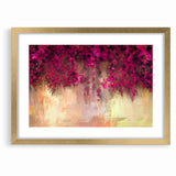 Vivid Pink and Beige Floral Canvas - Abstract Blossom Wall Art