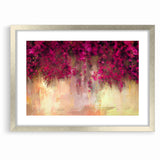 Vivid Pink and Beige Floral Canvas - Abstract Blossom Wall Art