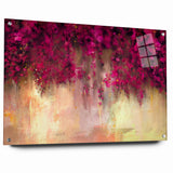 Vivid Pink and Beige Floral Canvas - Abstract Blossom Wall Art