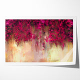 Vivid Pink and Beige Floral Canvas - Abstract Blossom Wall Art