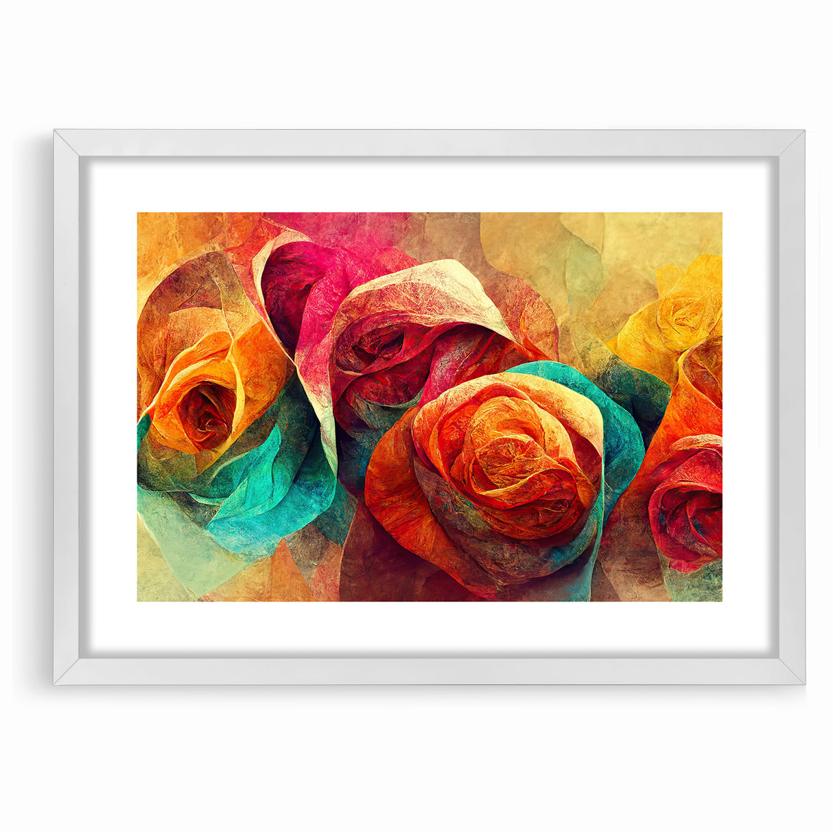 Vibrant Rainbow Rose Canvas - Colorful Abstract Floral Wall Art