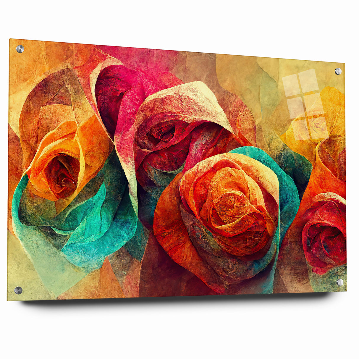 Vibrant Rainbow Rose Canvas - Colorful Abstract Floral Wall Art