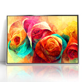 Vibrant Rainbow Rose Canvas - Colorful Abstract Floral Wall Art