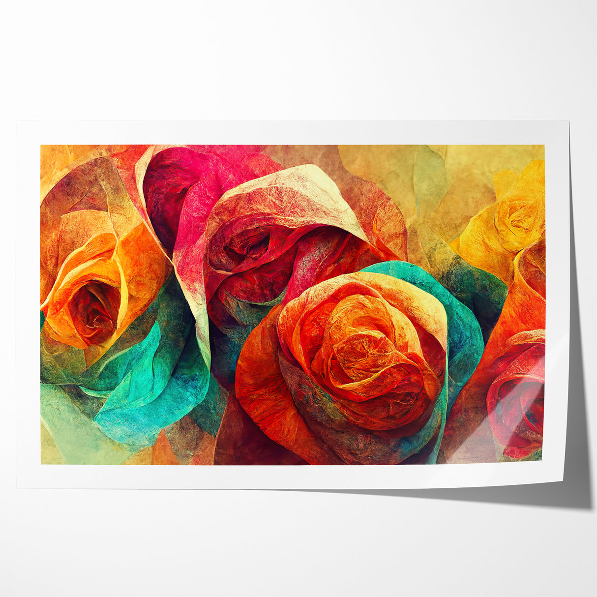 Vibrant Rainbow Rose Canvas - Colorful Abstract Floral Wall Art