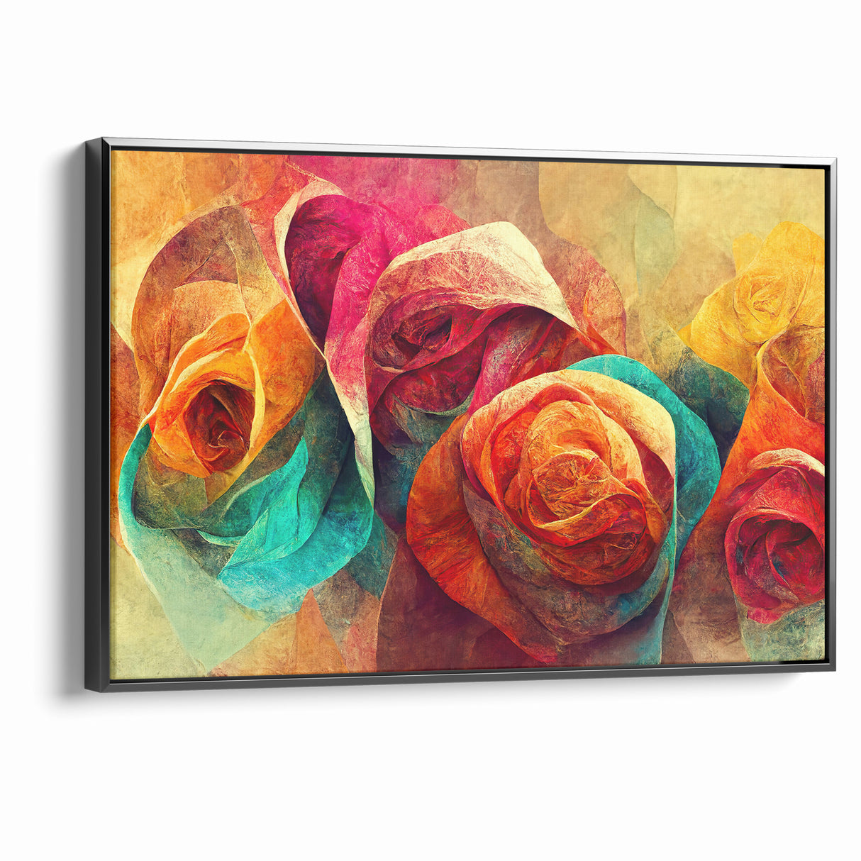 Vibrant Rainbow Rose Canvas - Colorful Abstract Floral Wall Art