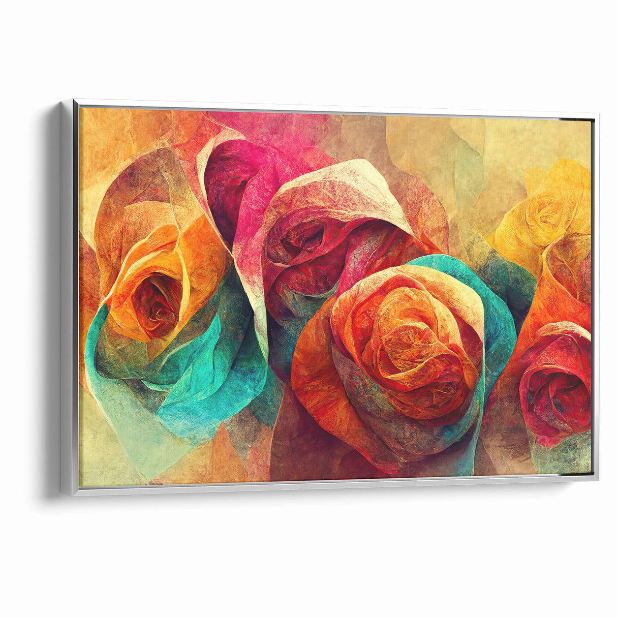 Vibrant Rainbow Rose Canvas - Colorful Abstract Floral Wall Art