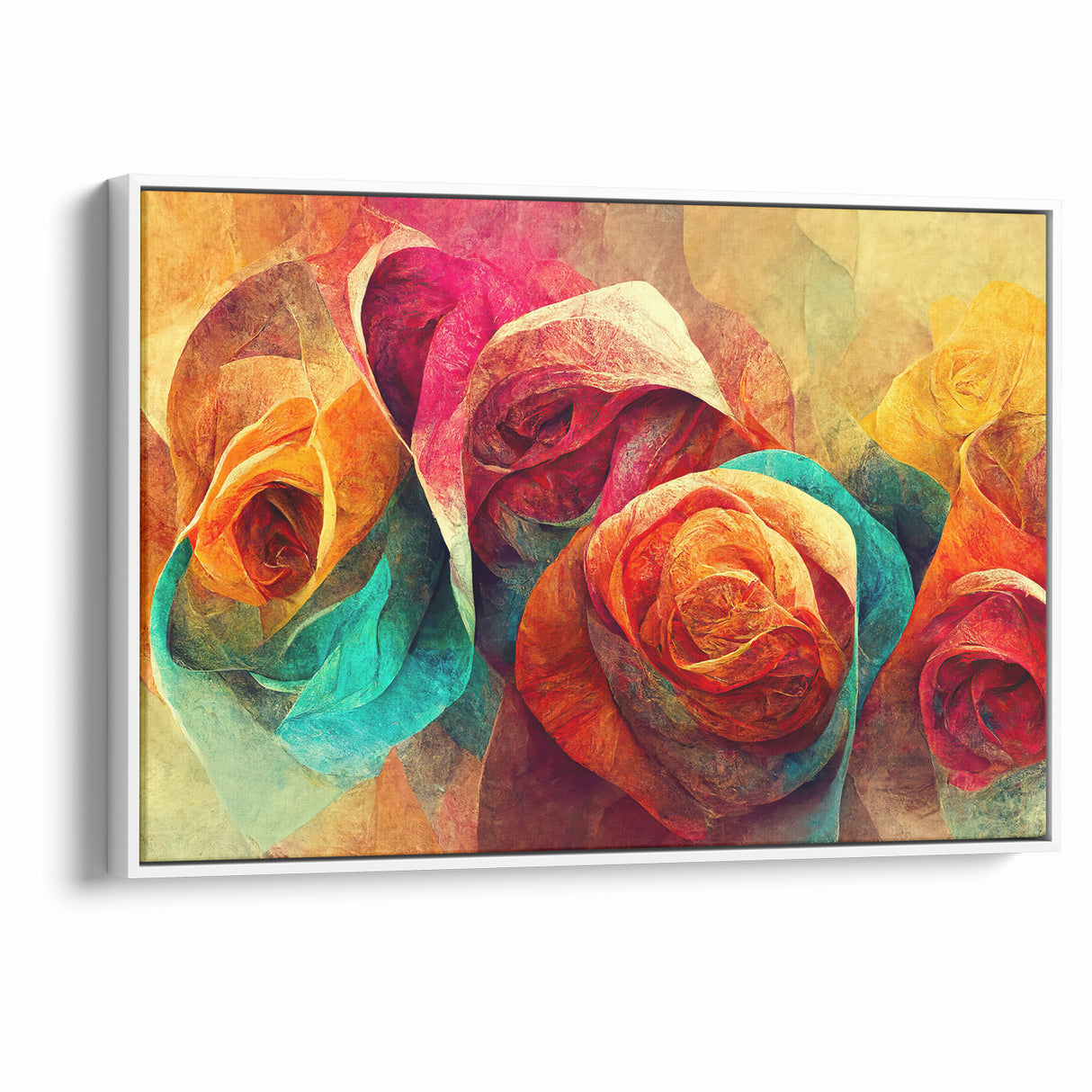 Vibrant Rainbow Rose Canvas - Colorful Abstract Floral Wall Art