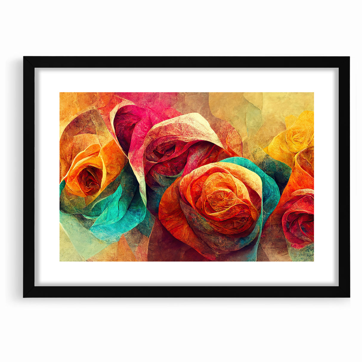 Vibrant Rainbow Rose Canvas - Colorful Abstract Floral Wall Art