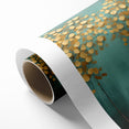 Golden Leaf Canopy on Green Canvas - Abstract Forest Wall Art