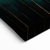 Golden Leaf Canopy on Green Canvas - Abstract Forest Wall Art