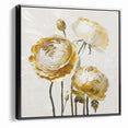 Elegant White and Gold Floral Canvas - Modern Abstract Flower Art