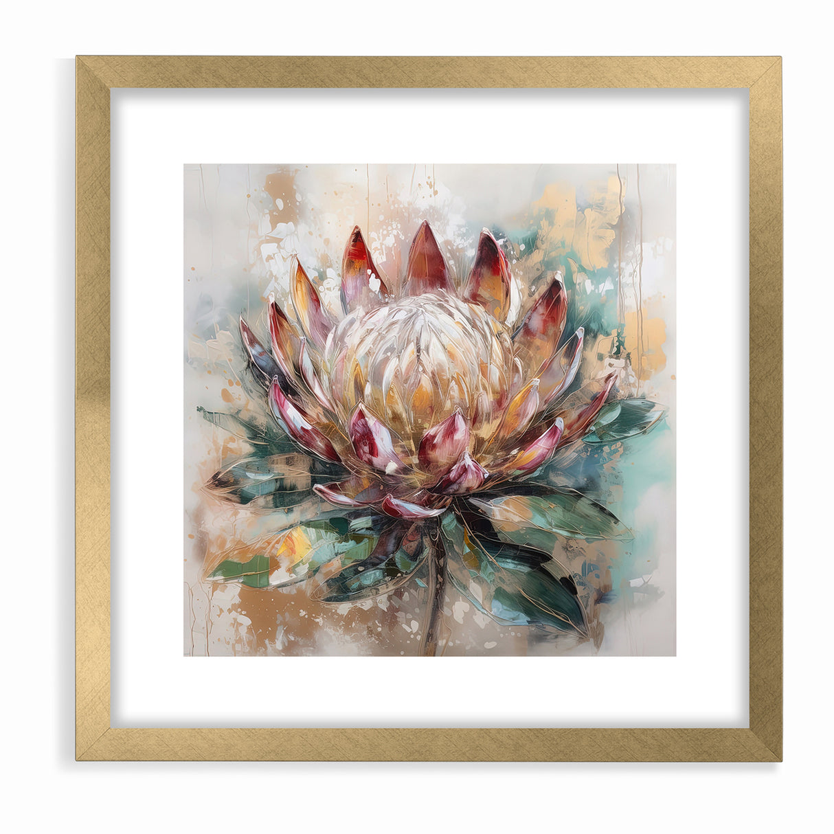 Vibrant Protea Bloom Canvas - Colorful Abstract Floral Wall Art