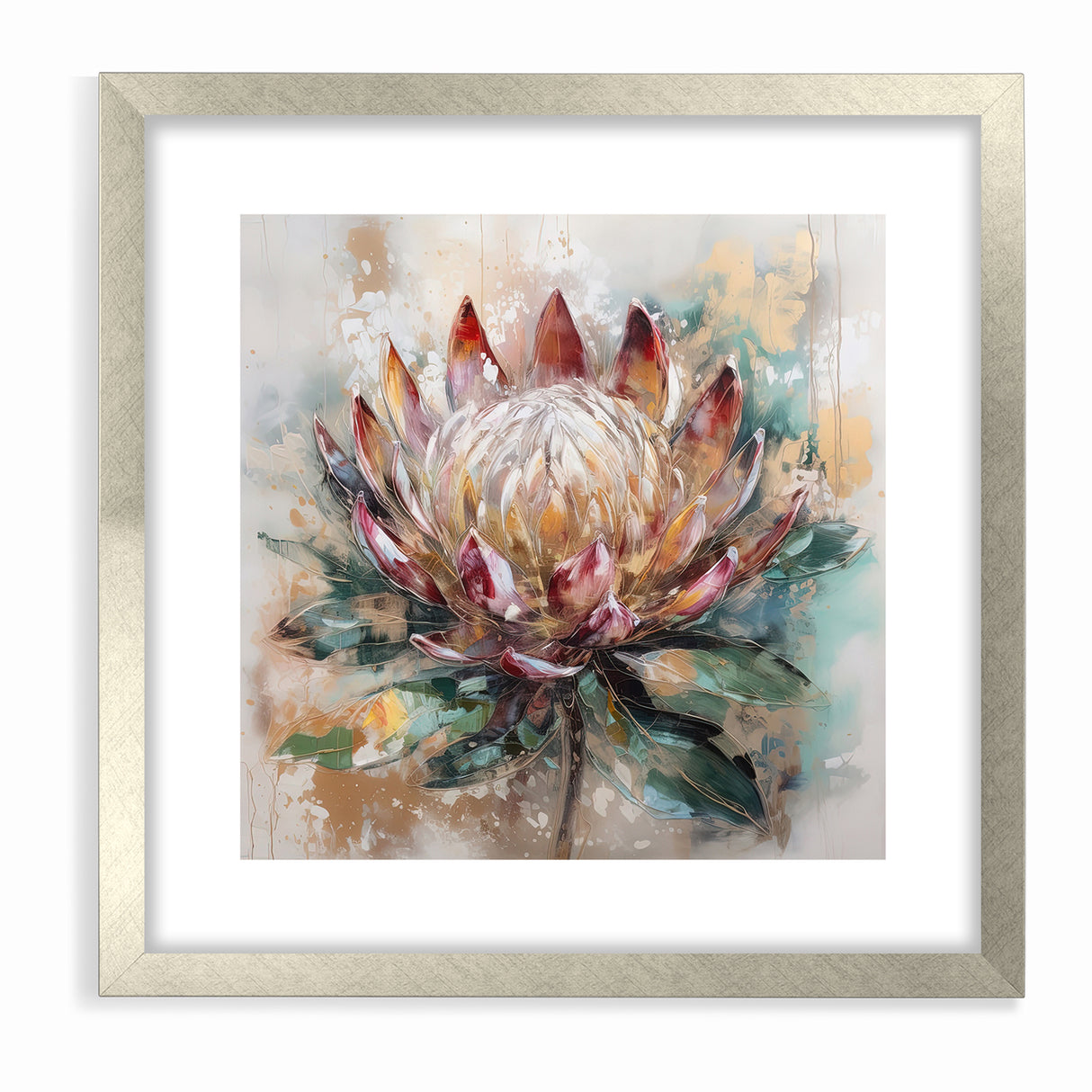 Vibrant Protea Bloom Canvas - Colorful Abstract Floral Wall Art
