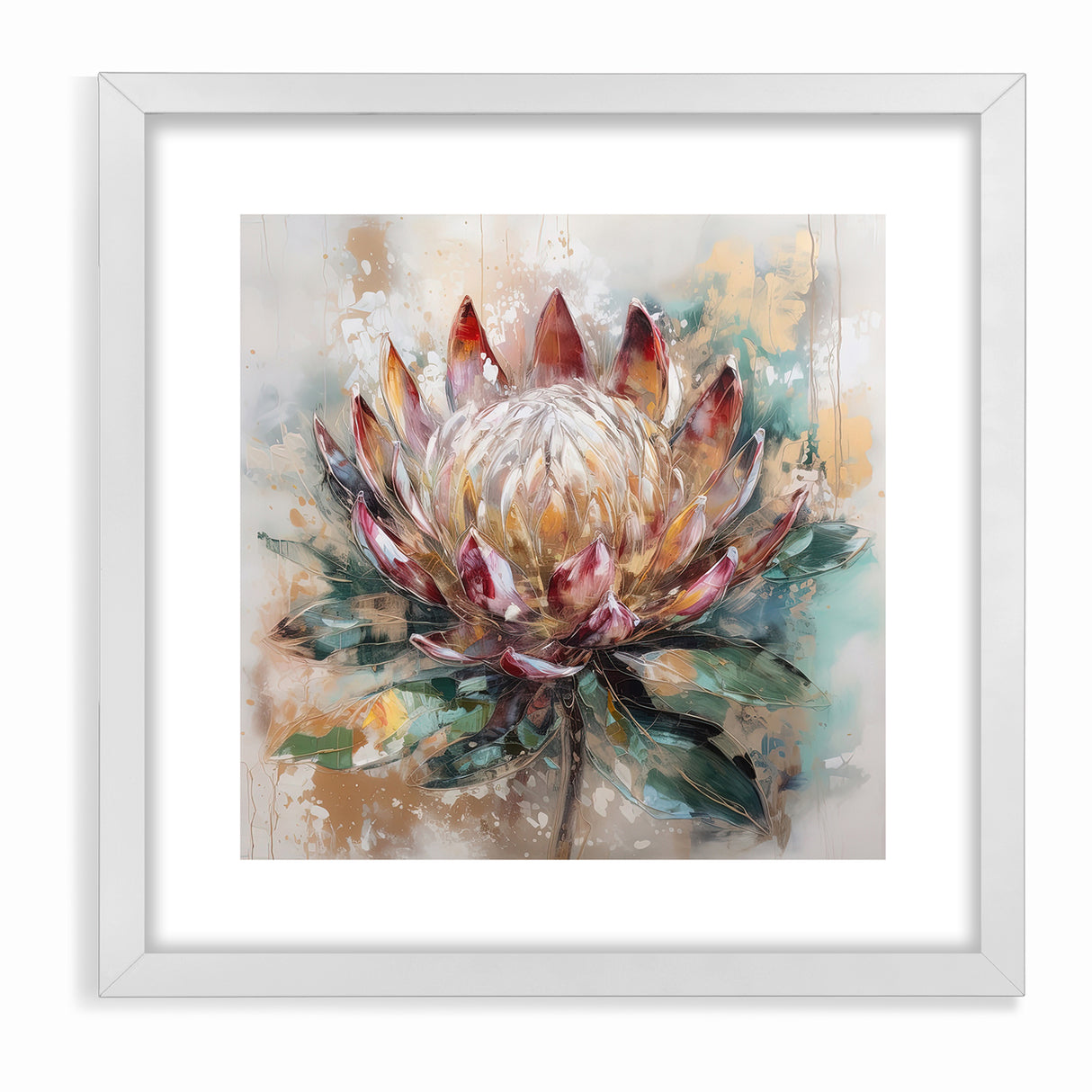 Vibrant Protea Bloom Canvas - Colorful Abstract Floral Wall Art