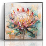 Vibrant Protea Bloom Canvas - Colorful Abstract Floral Wall Art