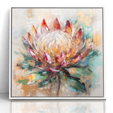 Vibrant Protea Bloom Canvas - Colorful Abstract Floral Wall Art