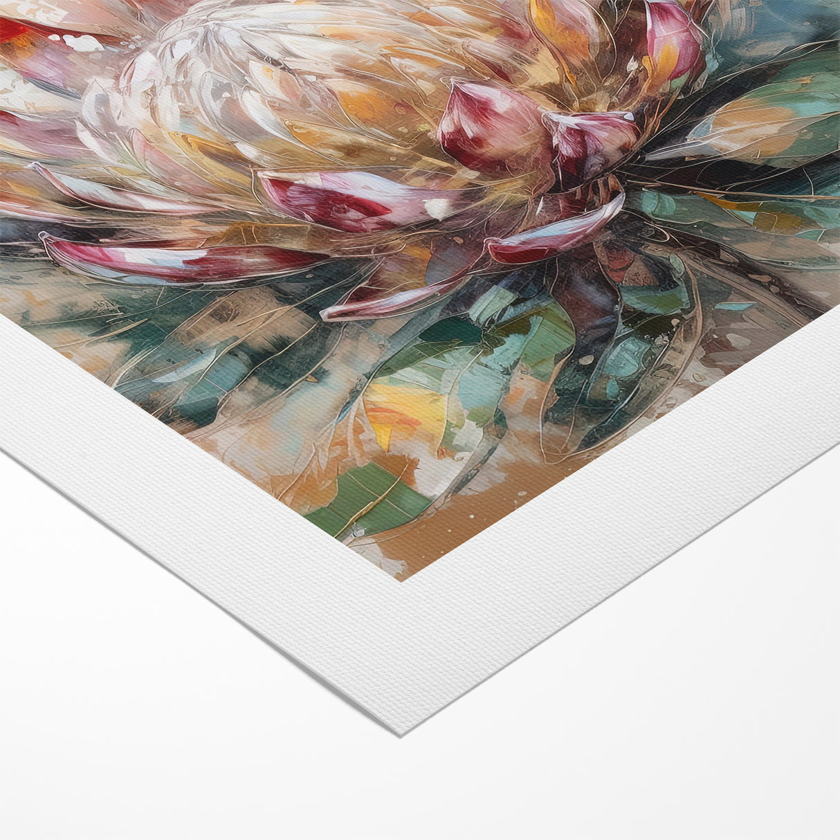 Vibrant Protea Bloom Canvas - Colorful Abstract Floral Wall Art