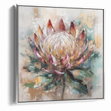 Vibrant Protea Bloom Canvas - Colorful Abstract Floral Wall Art