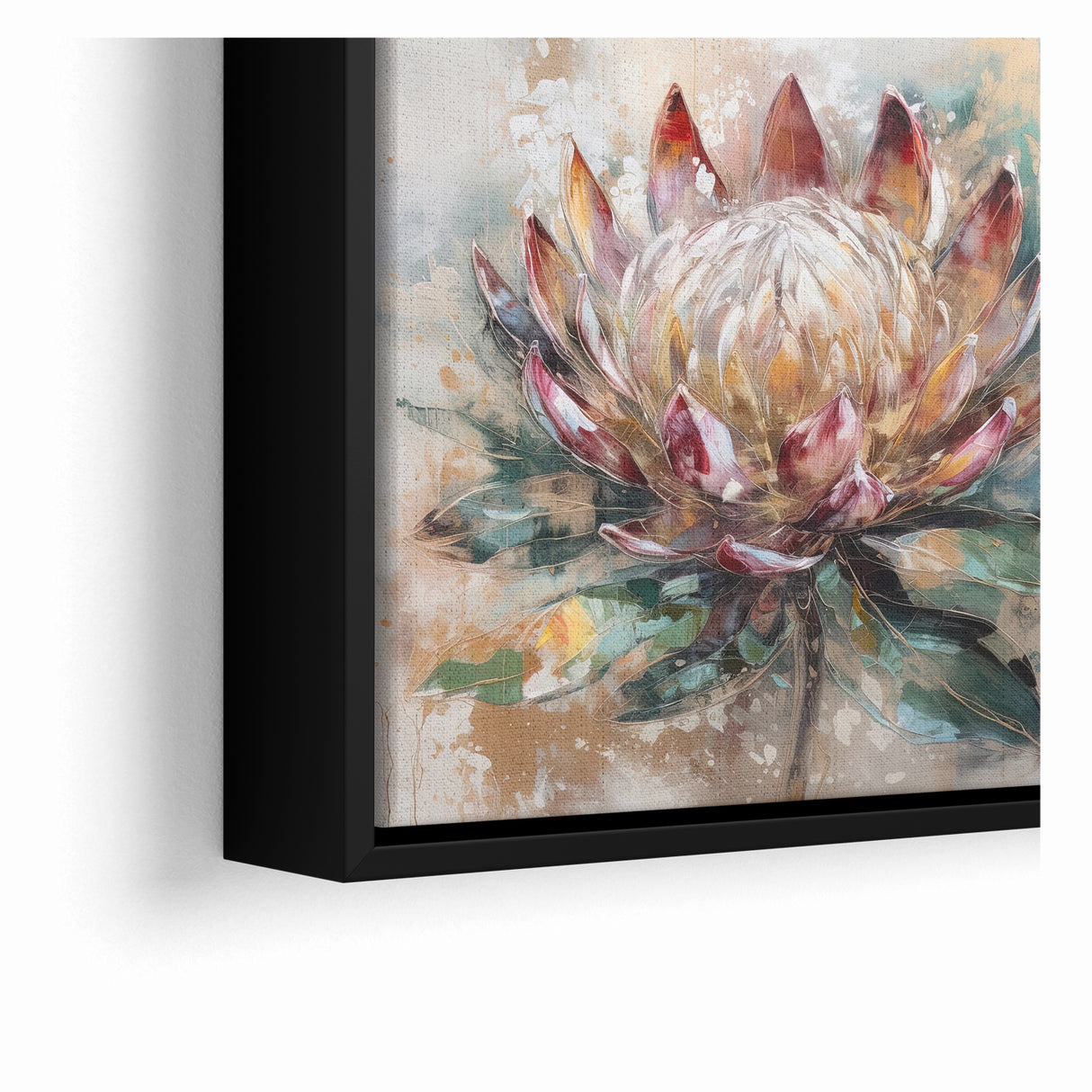Vibrant Protea Bloom Canvas - Colorful Abstract Floral Wall Art