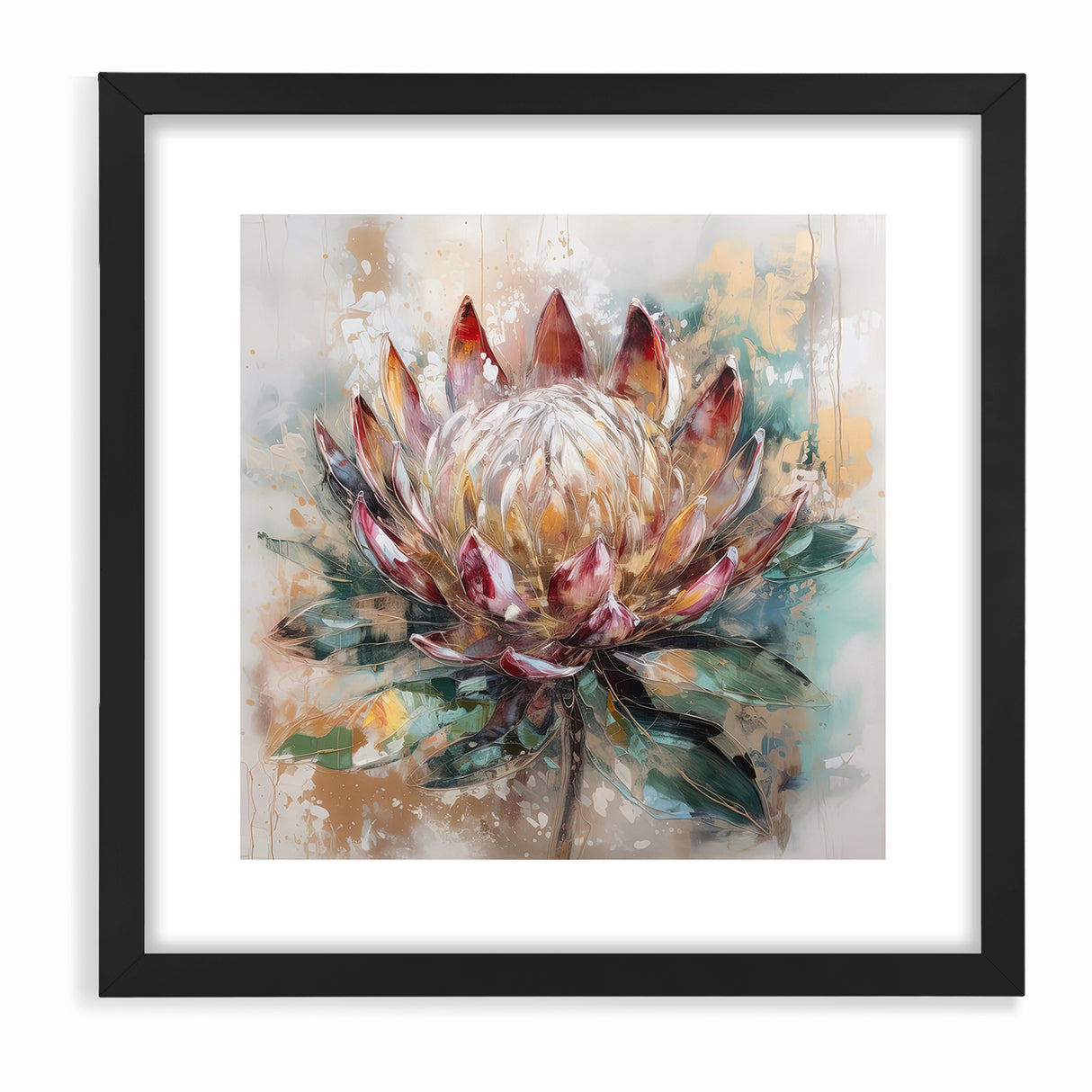 Vibrant Protea Bloom Canvas - Colorful Abstract Floral Wall Art