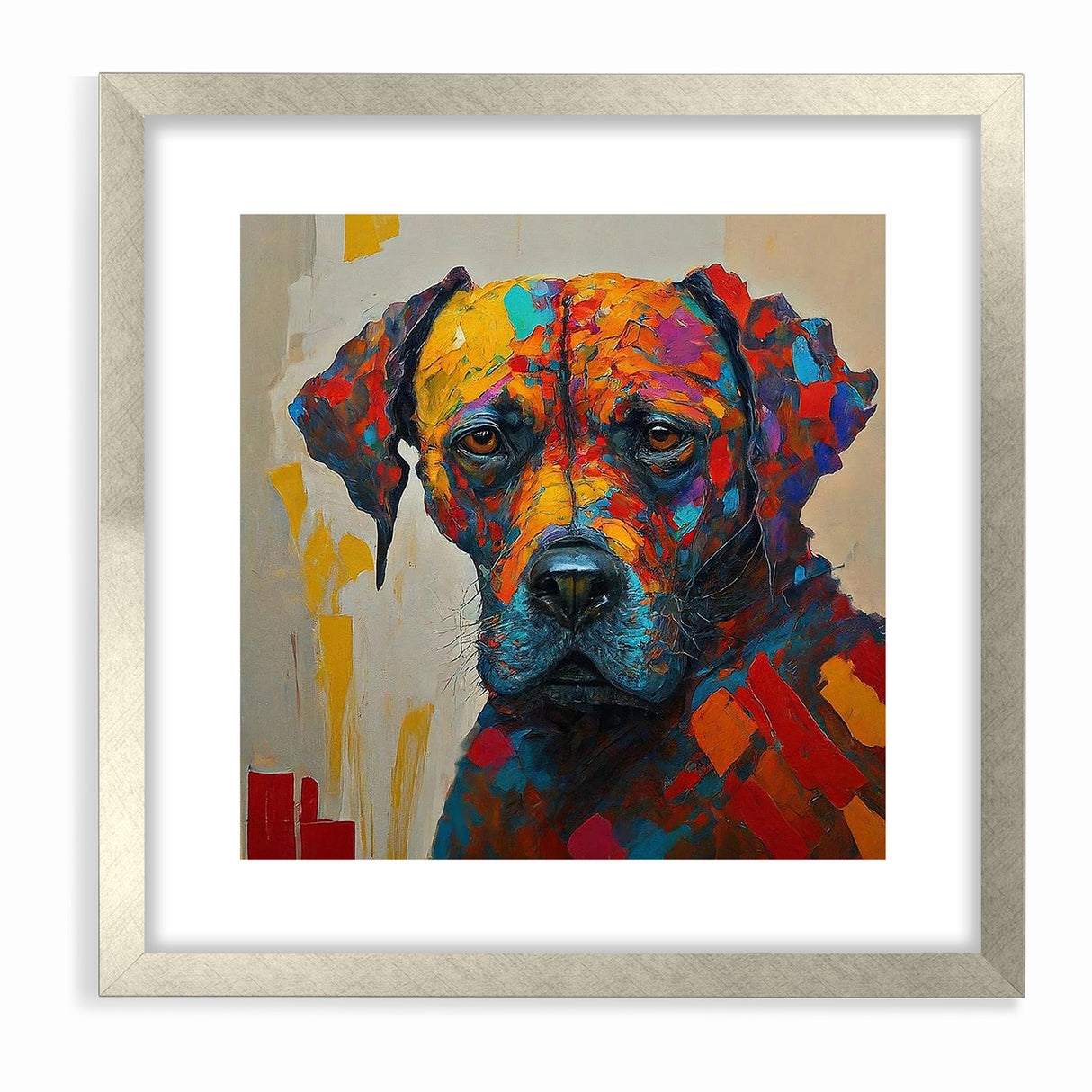 Vibrant Abstract Expressionist Dog Portrait Canvas Wall Art