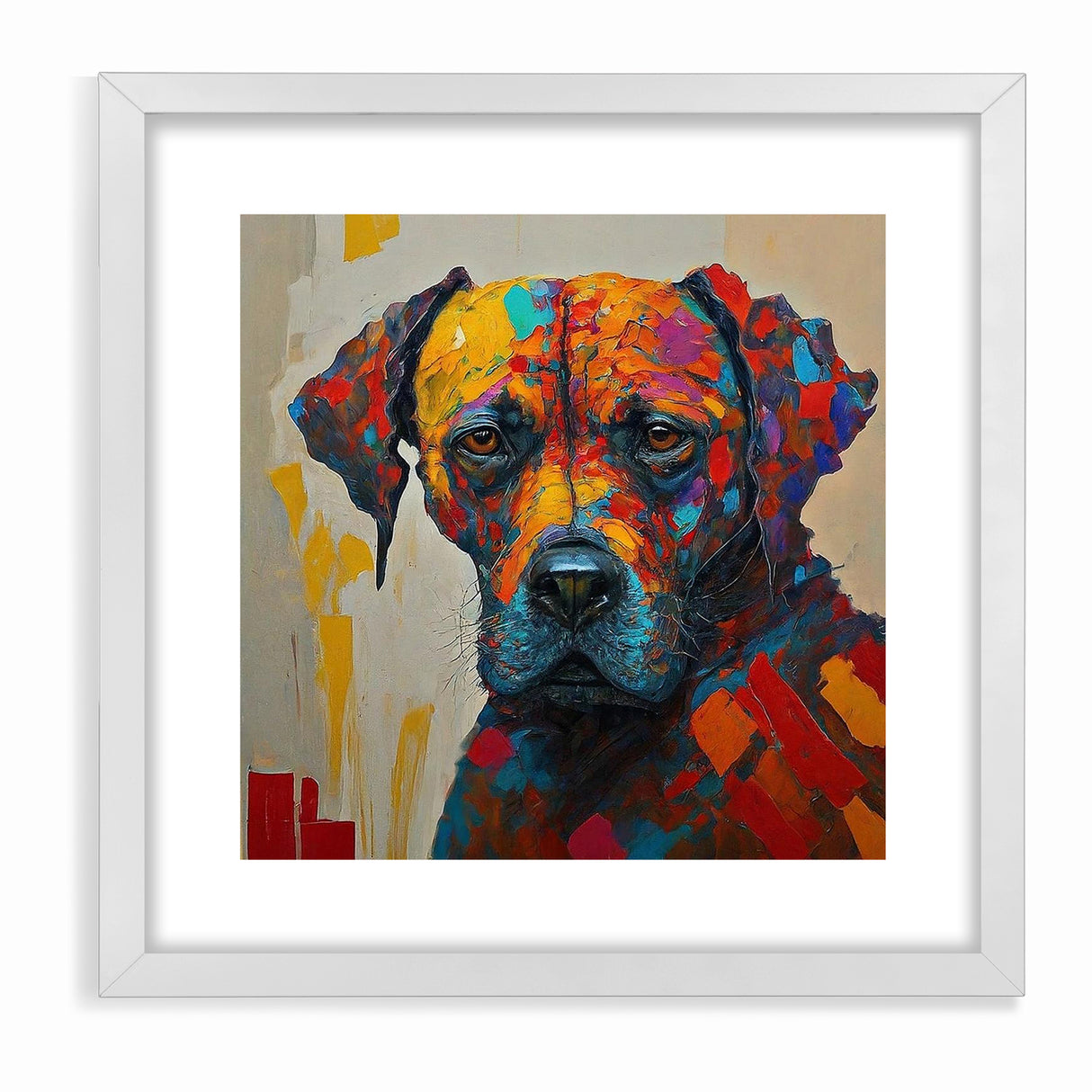 Vibrant Abstract Expressionist Dog Portrait Canvas Wall Art