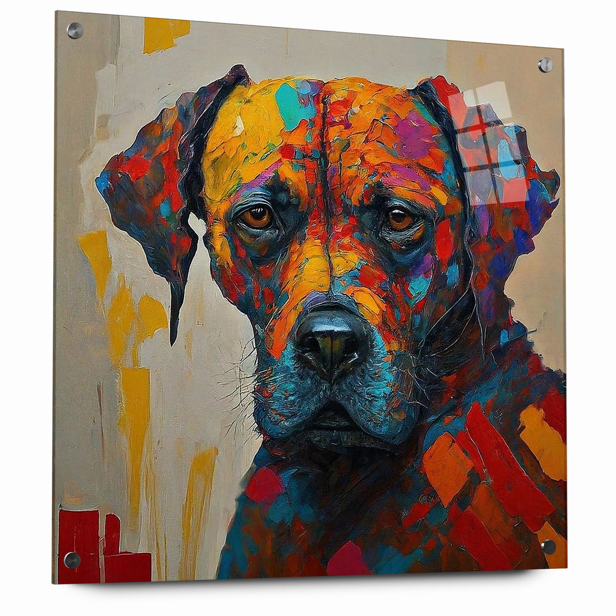 Vibrant Abstract Expressionist Dog Portrait Canvas Wall Art