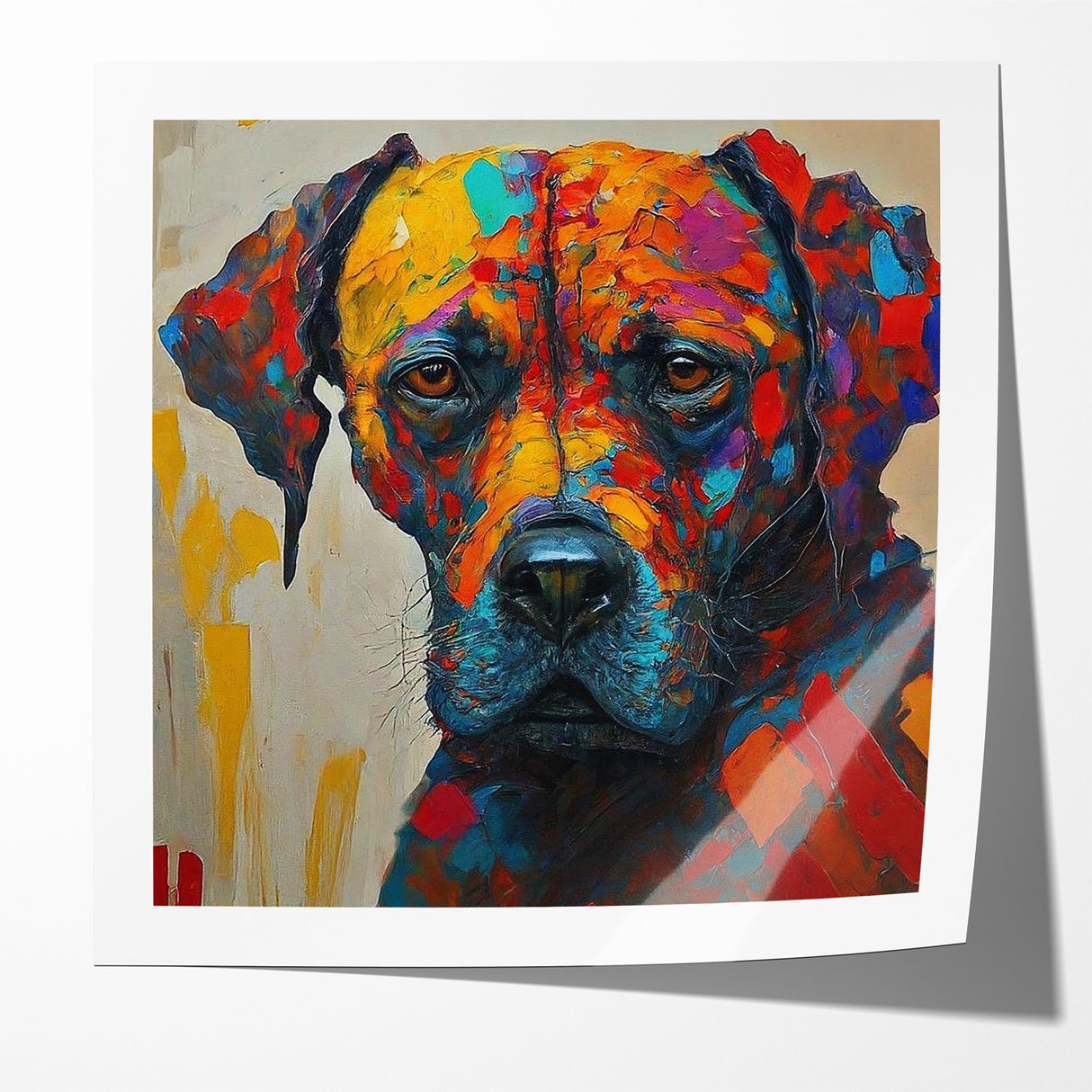 Vibrant Abstract Expressionist Dog Portrait Canvas Wall Art