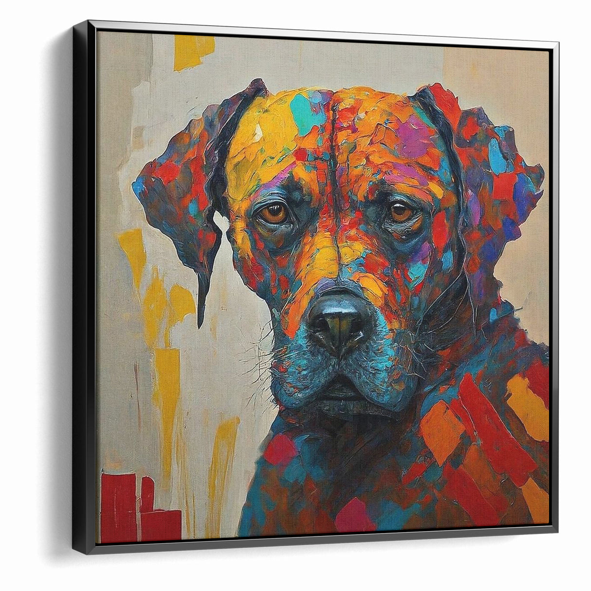Vibrant Abstract Expressionist Dog Portrait Canvas Wall Art