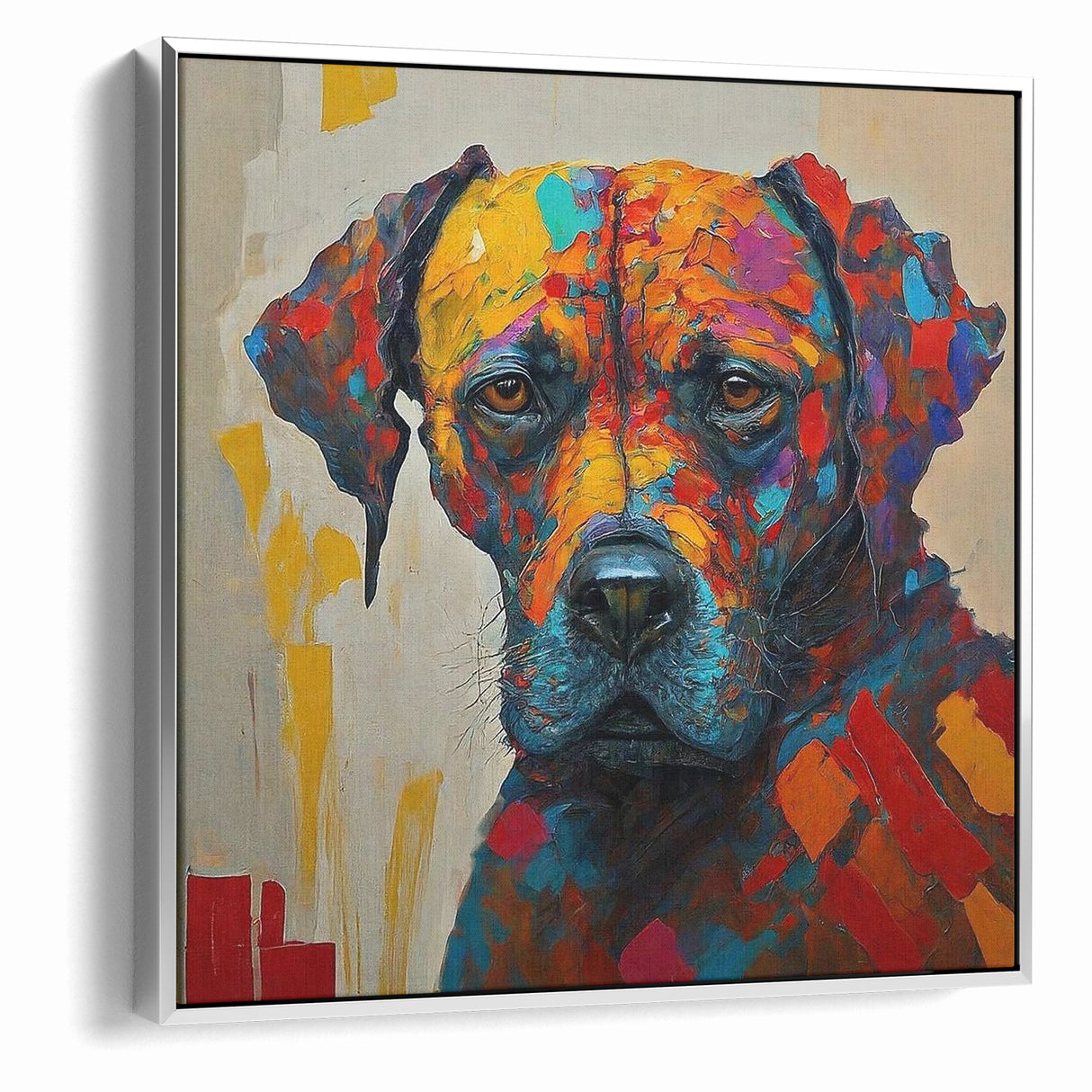 Vibrant Abstract Expressionist Dog Portrait Canvas Wall Art
