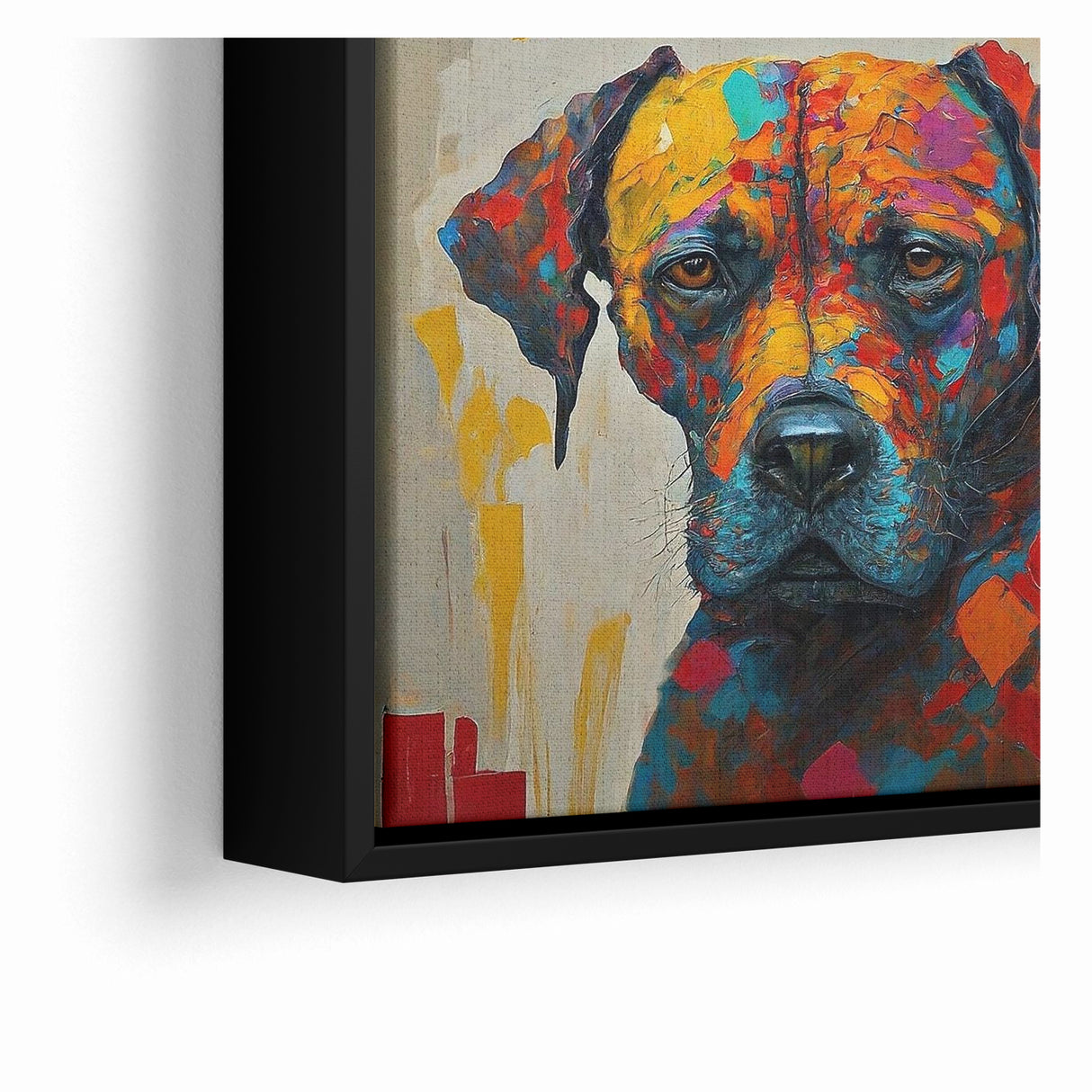 Vibrant Abstract Expressionist Dog Portrait Canvas Wall Art