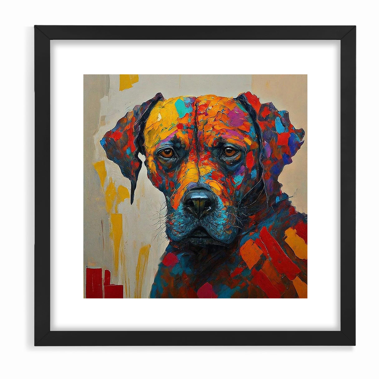 Vibrant Abstract Expressionist Dog Portrait Canvas Wall Art
