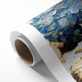 Modern Floral Abstract Wall Art - Blue & Gold Botanical Canvas