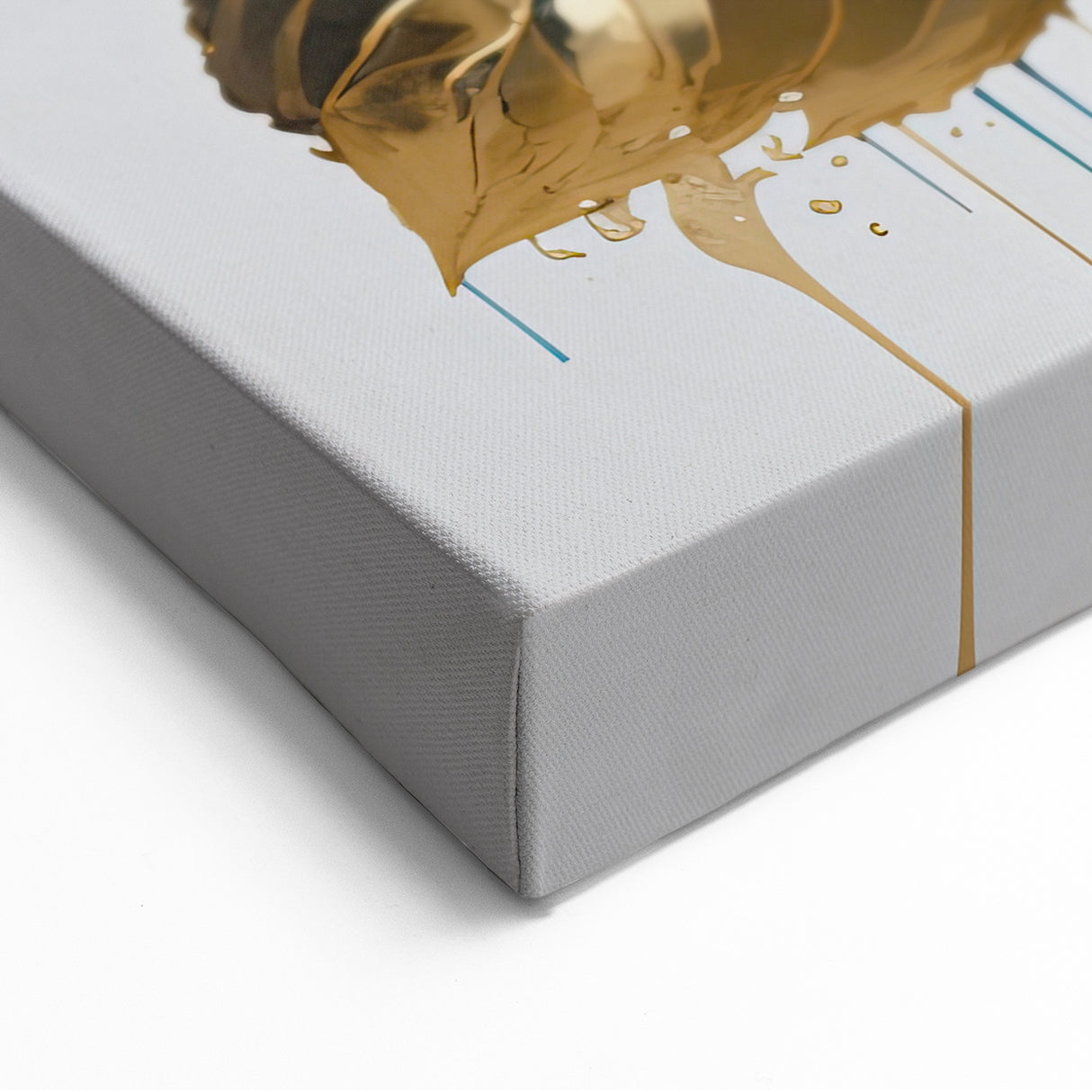 Modern Floral Abstract Wall Art - Blue & Gold Botanical Canvas
