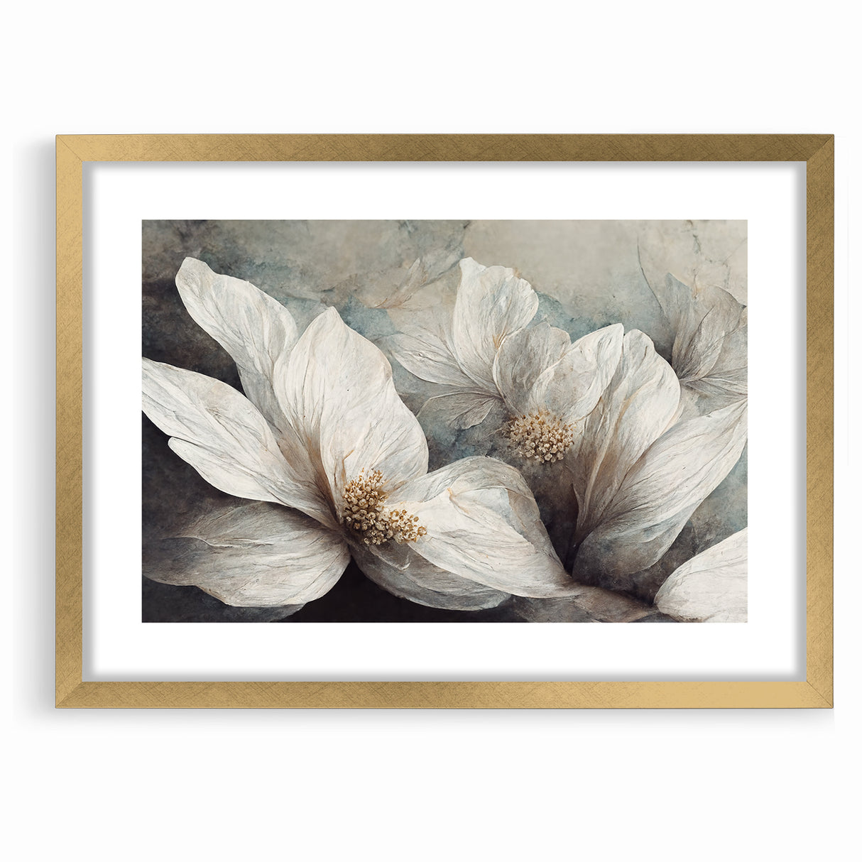Elegant White Blossoms Abstract Floral Canvas | Modern Wall Art