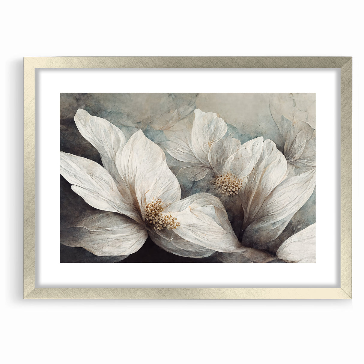 Elegant White Blossoms Abstract Floral Canvas | Modern Wall Art