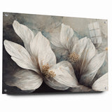 Elegant White Blossoms Abstract Floral Canvas | Modern Wall Art