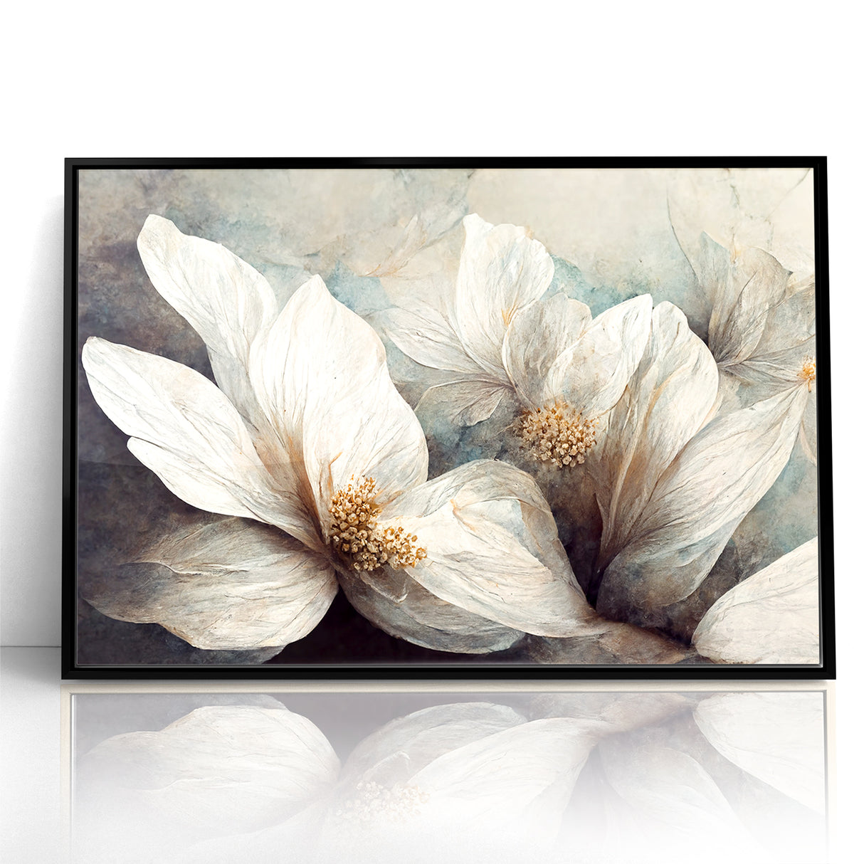Elegant White Blossoms Abstract Floral Canvas | Modern Wall Art