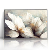Elegant White Blossoms Abstract Floral Canvas | Modern Wall Art